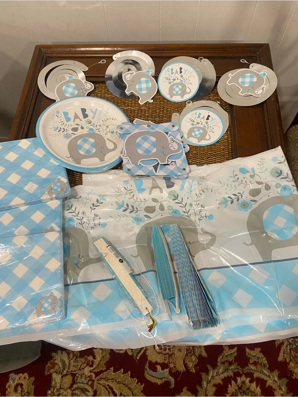 Blue Elephant Baby Party Tableware and Decorations